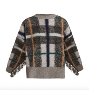Stella McCartney Tassel-trim checked wool-blend sweater