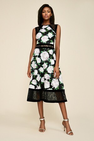 TADASHI SHOJI FLORENT NEOPRENE TEA-LENGTH DRESS
