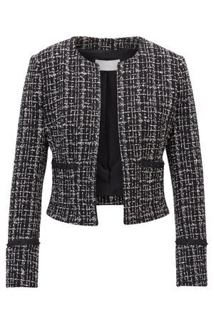 BOSS HUGO BOSS Cropped blazer in Italian tweed with studded tape details