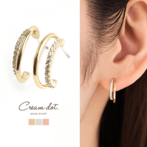 cream dot ジルコニアデザインピアス