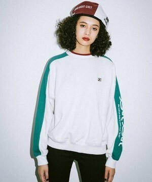 X-girl SHOULDER STRIPE SWEAT TOP