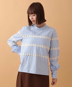 TARA JARMON レース切り替えブラウス IMPORTED
