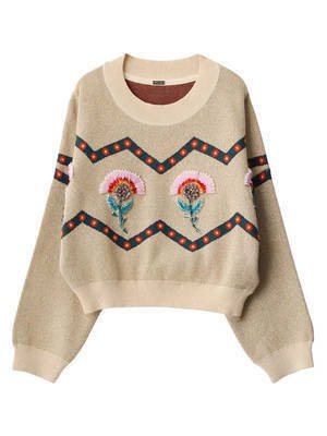 kloset EMBROIDERED KNIT TOP
