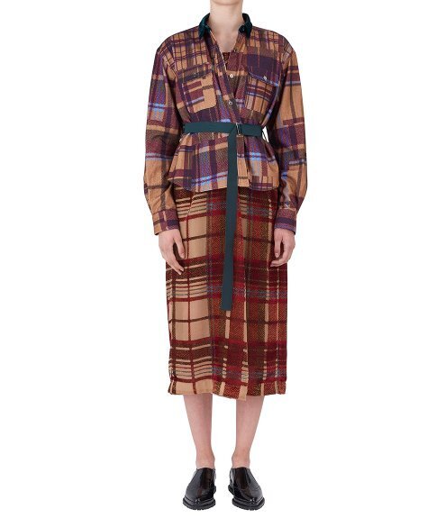 sacai FRANNEL CHECK X VELVET DRESS