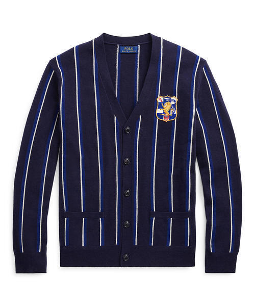 POLO RALPH LAUREN ストライプド ウールカシミヤ カーディガン