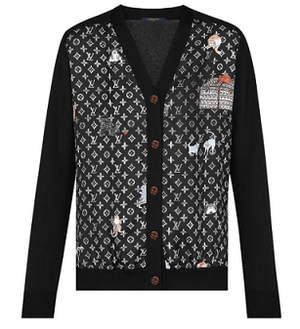 LOUISVUITTON 2019SS キャットグラムモチーフツイルニットカーディガン