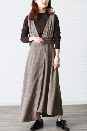 &g’aime チェックイレヘムサロペットワンピース