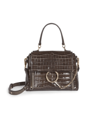 Chloe Small Faye Croc-Embossed Leather Bag