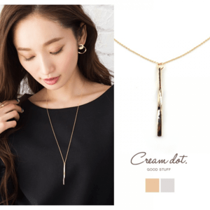 cream dot ツイストバーのロングネックレス