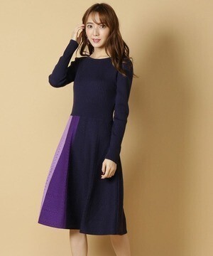 And Couture プリップカールレース柄配色スカートワンピース