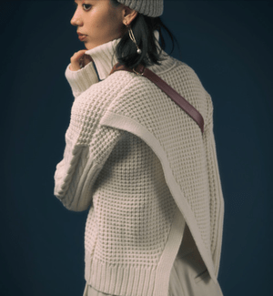 Andemiu ワッフルバックスリットニット