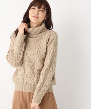 GLOBAL WORK ケーブルニットタートルプルオーバー