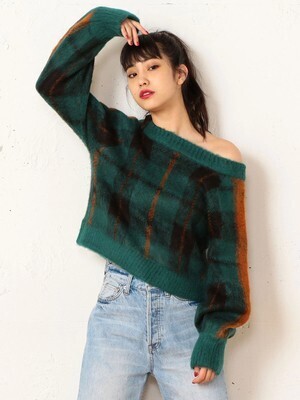 SPIRALGIRL チェック２ＷＡＹニットトップス