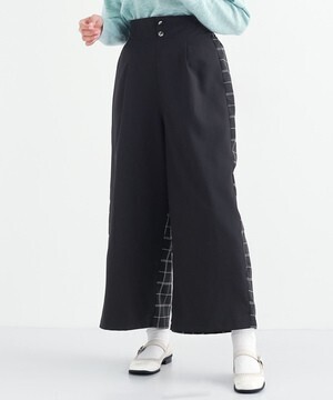 merlot チェック柄×ツイルバイカラーハイウエストパンツ775-1527