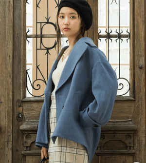 ViS 【WOOL100%】ダブルブレストミディ丈コート