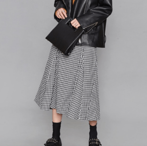 AIN long mermaid check skirt