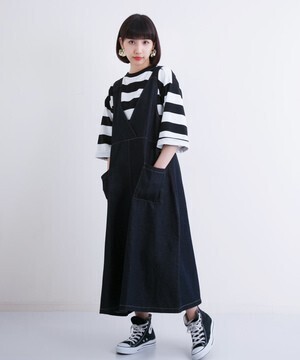 merlot カシュクールデニムジャンパースカート