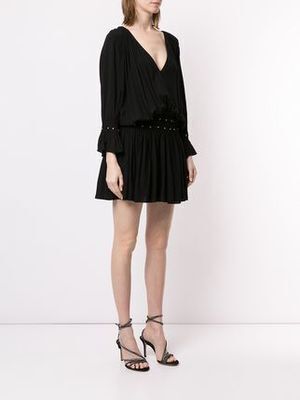 SAINT LAURENT PARIS stud detail gathered dress