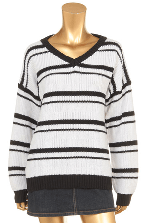 BACKS ランダムボーダーVネックニットTOPS