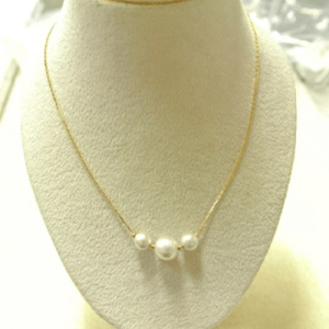 trim 【t-672】trim / ３粒コットンパールネックレス