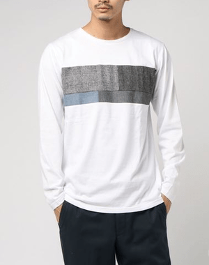 ikka チェストグレンチェック切り替えTシャツ