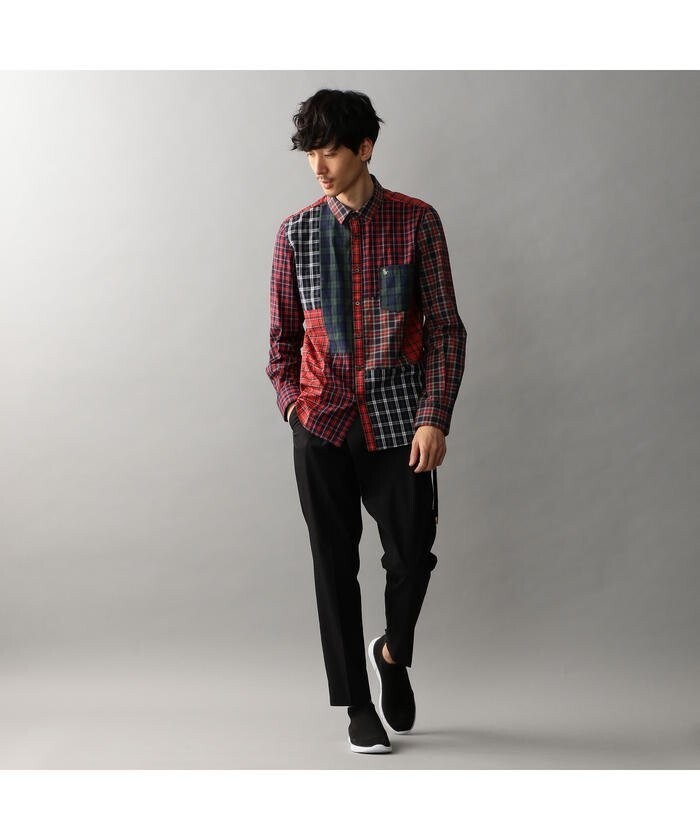 Education from Youngmachines MENS パッチワークチェックシャツ