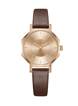 KLASSE14 Volare OKTO Rose Gold Brown Leather 28mm