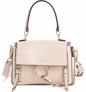 Chloe Mini Faye Day Croc Embossed Leather Satchel