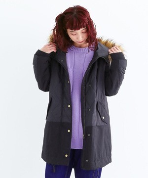 merlot タフタ×綿ツイル切り替えモッズコート780-8527