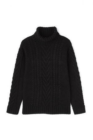 HIGH STREET ブークレケーブル柄タートルネックニット
