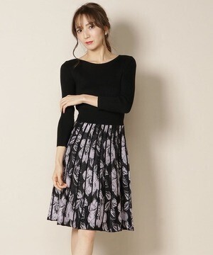 And Couture ラメ大花柄ニットワンピース