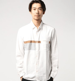 ikka 起毛チェスト切り替えシャツ