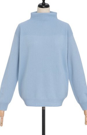 ensuite カシミヤリブ切替ハイネックニット