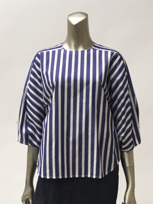 LAPINE BLEUE ストライプショートブラウス