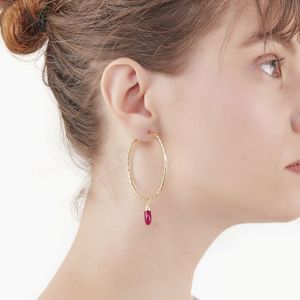 Brooklyn Charm ホワイトジェイド ストライプフープピアス 50mm（BCER0210）