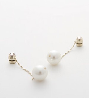 raffia Magnet earring pearl×chain