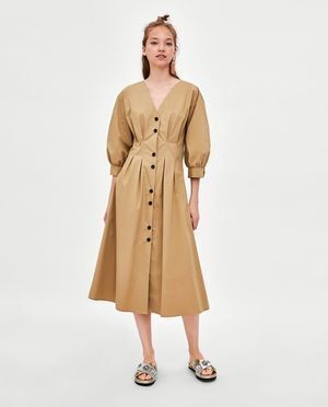 ZARA トレンチ風ミディ丈ワンピース