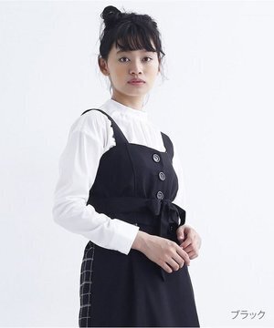 merlot ビスチェ付きバンドカラーブラウス