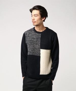 ikka ブロッキングニットプルオーバー