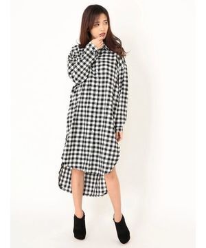 DURAS チェックシャツワンピース