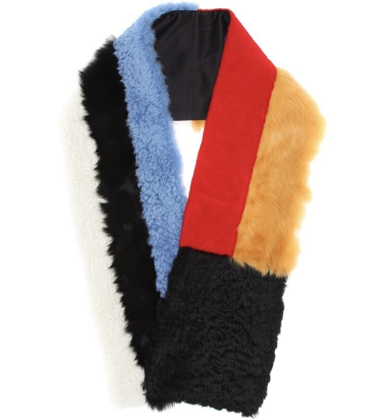 CALVIN KLEIN 205W39NYC Color-blocked lamb fur scarf