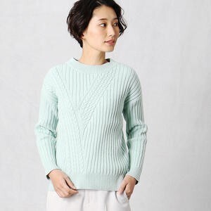 Comme ca Mature 斜めケーブル クルーネック プルオーバー