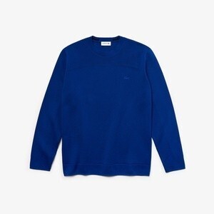 LACOSTE リブ切り替えクルーネックニットセーター