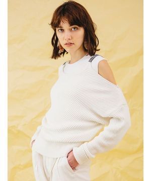 ELENDEEK ショルダーレスラインニット