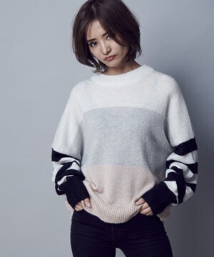 ALLSAINTS NICOLI JUMPER モヘア混ボーダーニット