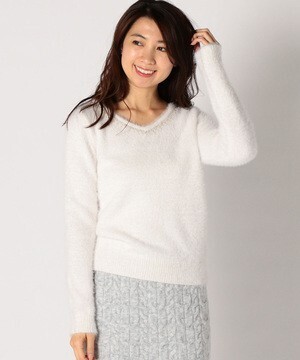 MEW’S REFINED CLOTHES フェザーヤーンパール装飾ニット