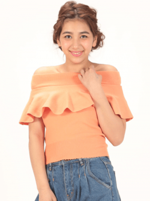 &g’aime &g’aime【958-60002】【2WAY】 ラッフルオフショルダーニット
