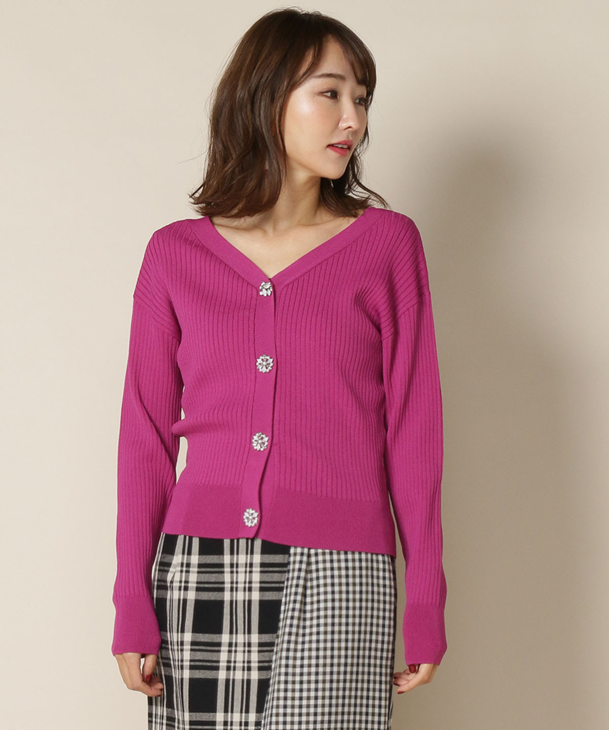 And Couture 2Wayビジューボタンカーディガン