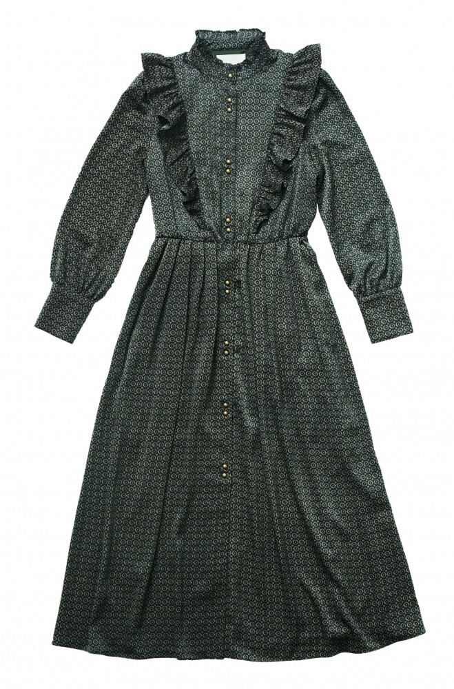 GYF THE PATTERNED FRILL MAXI LENGTH DRESS