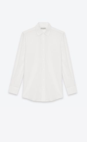 SAINT LAURENT PARIS パリ・カラー シャツ（ホワイト／シルククレープ）